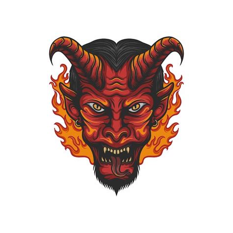 Premium Vector Scary Devil Head Vector Illustration