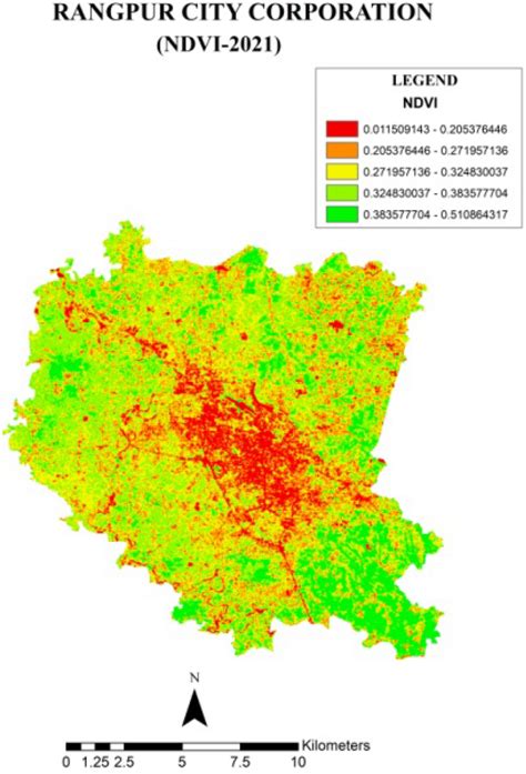 The Landsat Normalized Difference Vegetation Index Ndvi Mapping Of