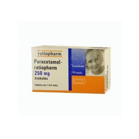 PARACETAMOL RATIOPHARM 250 mg žvakutės N10 Camelia