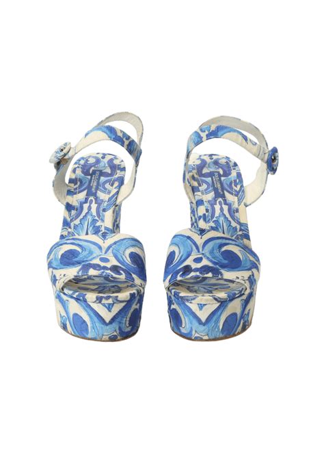 Sandália Dolce And Gabbana Majolica Platform Sandals 37 Azul Original