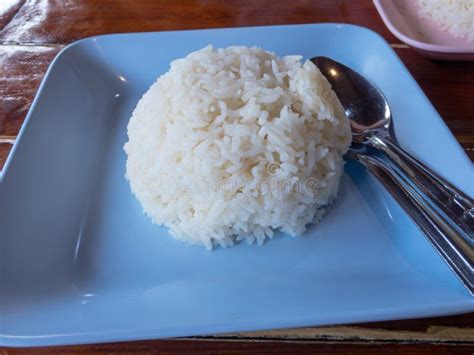 Steamed White Rice In Bowl On Wooden Stock Image Image Of Cooking