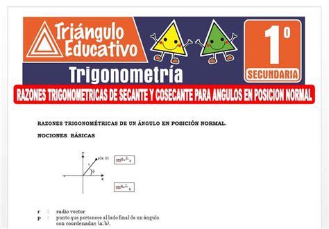 Razones Trigonom Tricas De Secante Y Cosecante Para Ngulos En Posici N