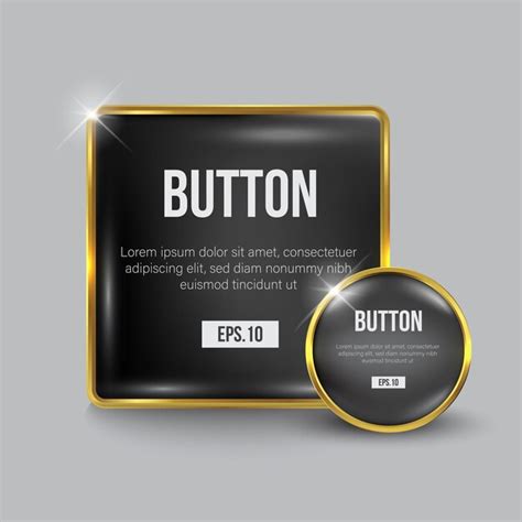 Conjunto De Botones Web Oro Negro Brillante Vector Premium