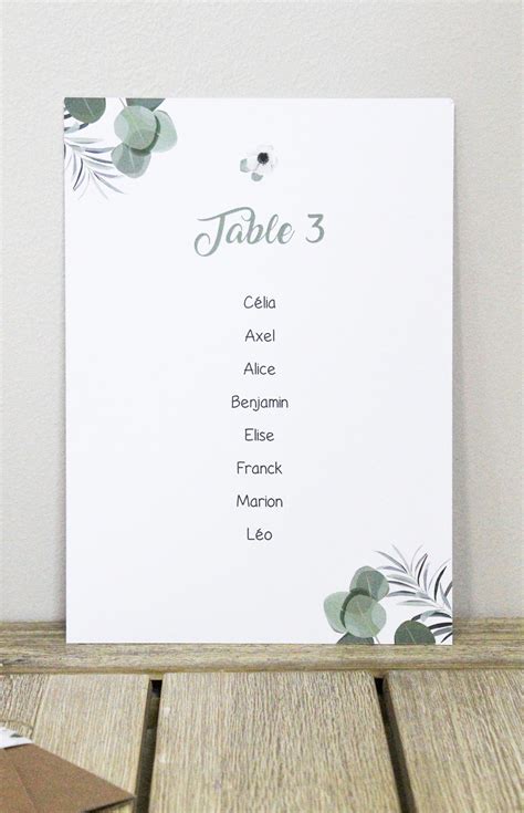 Plan De Table Eucalyptus Mariage Papeterie Bul D Id Es