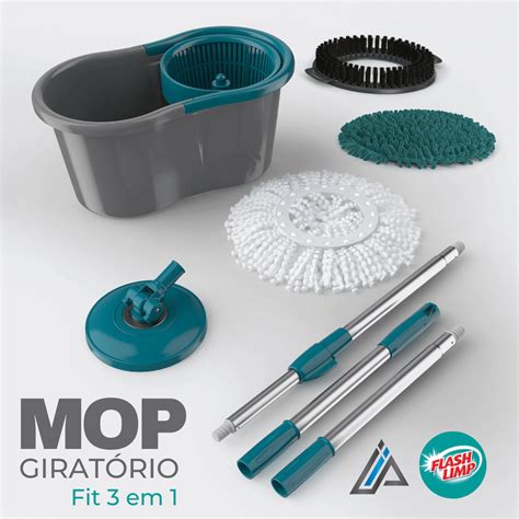 Mop Girat Rio Fit Em Para Limpeza Balde Flashlimp Inoxplace