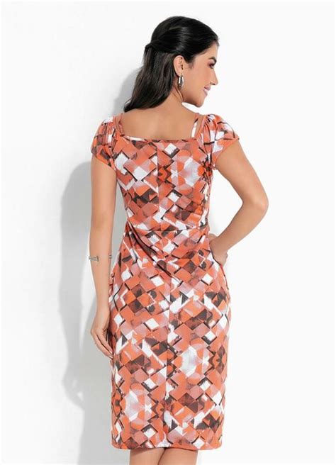 Rosalie Vestido Midi Geom Trico Laranja Moda Evang Lica Moda Moda