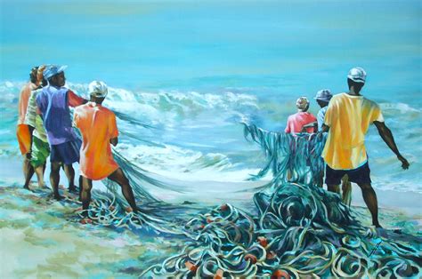 Fishermen pulling seine | Black art painting, African american art ...