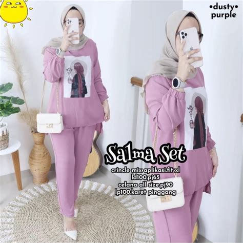 Jual Setelan Tunik Hijab Salma Set Blouse Ld Shopee Indonesia