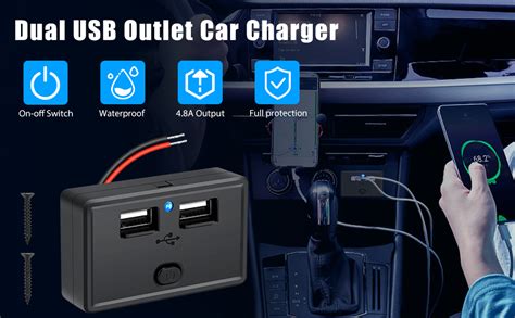 Linkstyle Car USB Outlet Panel Dual USB A Charger Panel With LED Light