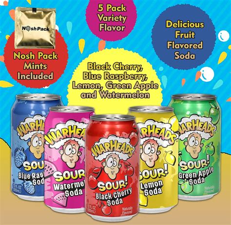 Buy Warheads Soda Extreme Sour Candy Soda Tik Tok Cool Candy 5 Pack Variety Flavor Black