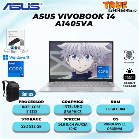 Jual Laptop Asus Vivobook 14 A1405VA I7 1355 16GB 512GB SSD W11 OHS 14