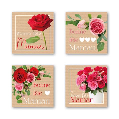 Etiquettes Adh Sives Bonne F Te Maman Emballage Fleuriste