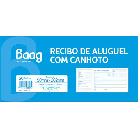 RECIBO DE ALUGUEL CANHOTO 50 FOLHAS Baag Produtos De Papelaria