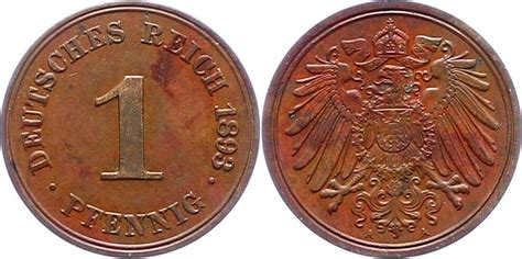 Kleinmünzen 1 Pfennig 1893 A AU MA Shops