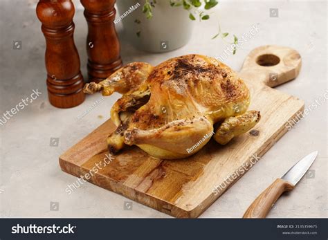 Whole Roasted Chicken Glazed Crispy Skin Stock Photo 2135359675 ...