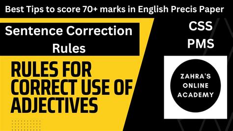 Sentence Correction Rules Correct Use Of Adjectives How To Score 70