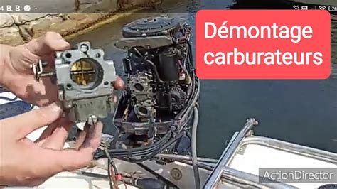 démonter carburateurs Vieux moteur hors bord 2 temps Evinrude 70cv