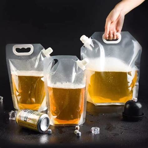 Custom Transparent Beverage Drink Plastic Stand Up Pouch Liquid Suction