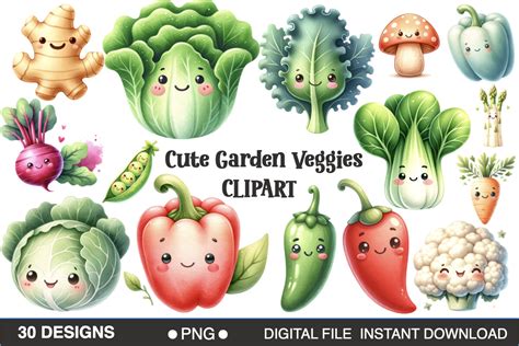 Cute Garden Veggies Clipart Set Graphic By Allaboutartwork Creative