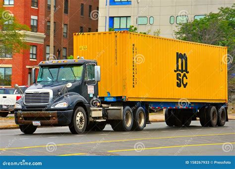 MSC shipping container editorial stock photo. Image of double - 158267933