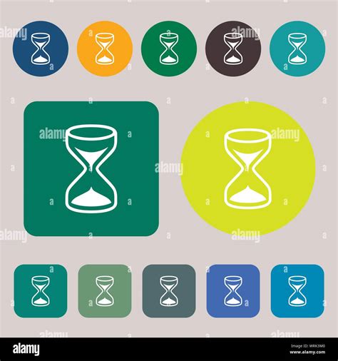 Hourglass Sign Icon Sand Timer Symbol Colored Buttons Flat Design