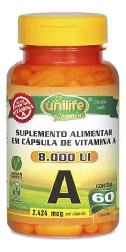 Suplemento en cápsulas Unilife Vitamina a 60 capsulas 8000 ui Vitamina