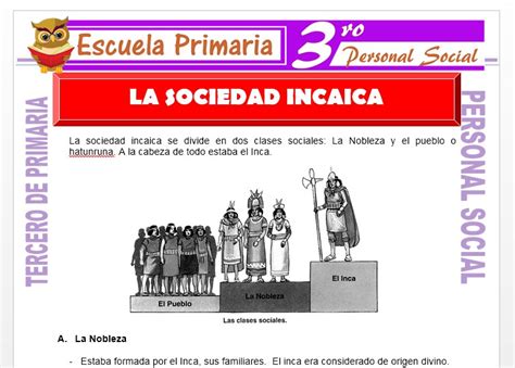 La Sociedad Inca Para Tercero De Primaria Escuela Primaria