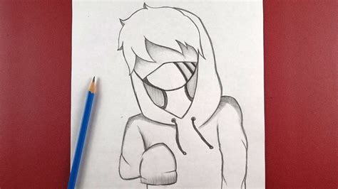 How to Draw anime boy wearing a mask and hoodie | easy drawing