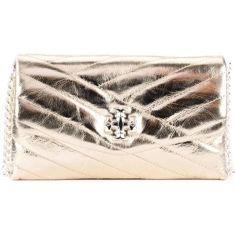 Portafoglio Convertibile Tory Burch Kira Chevron In Pelle Metallizzata