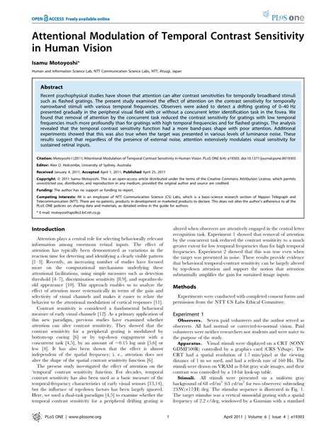 PDF Attentional Modulation Of Temporal Contrast Sensitivity In Human