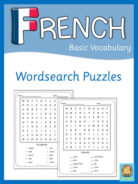 French Word Searches Free Printable Word Search Printable