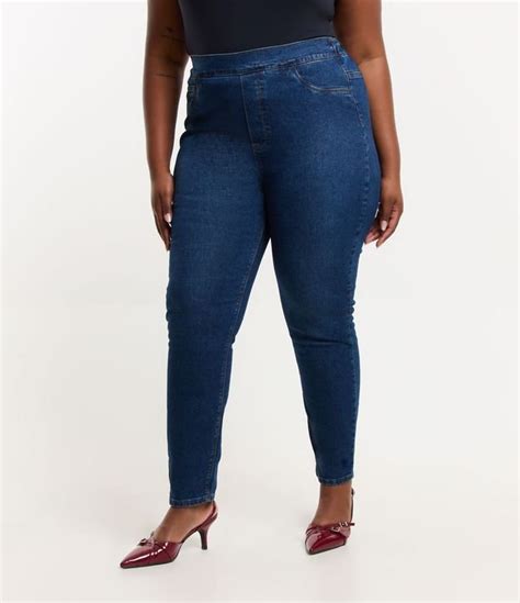 Calça Jegging Jeans Básica Curve And Plus Size Azul