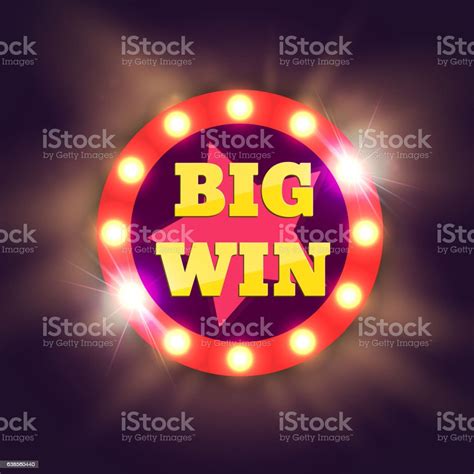 Big Win Retro Banner With Glowing Lamps Vector Stock Illustration