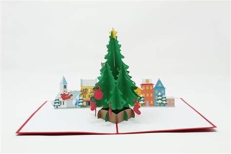 Christmas Tree in the Town Pop Up Card – Pop Joy Cards