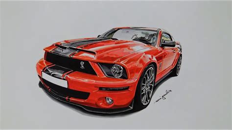 Ford Mustang Shelby Gt Realistic Car Drawing D Art By Rui