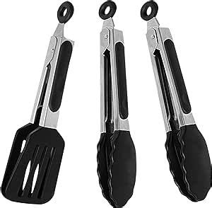 Pharamat Mini Silicone Serving Tongs Set of 3, Small Kitchen Tongs (7 ...