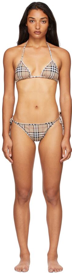 Burberry Beige Vintage Check Triangle Bikini ShopStyle Two Piece