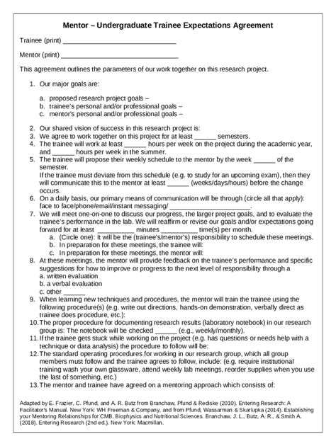 Creating A Mentoring Agreement Office Of Academic Affairs Doc