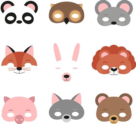 88animal Face Mask Clipart Png-svg.enchanting Mask Illustrations ...