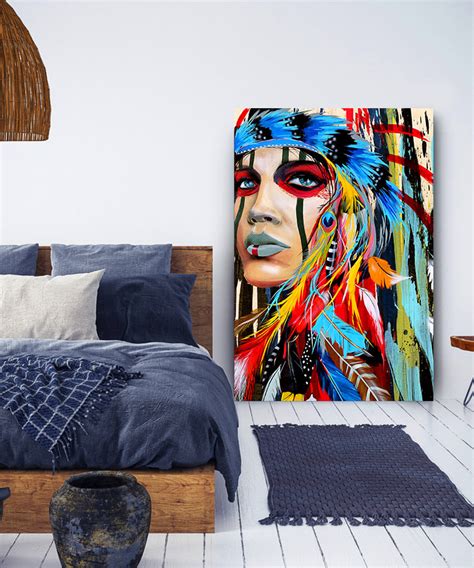 Tableau déco portrait femme indienne peinture pop art Tableau Deco