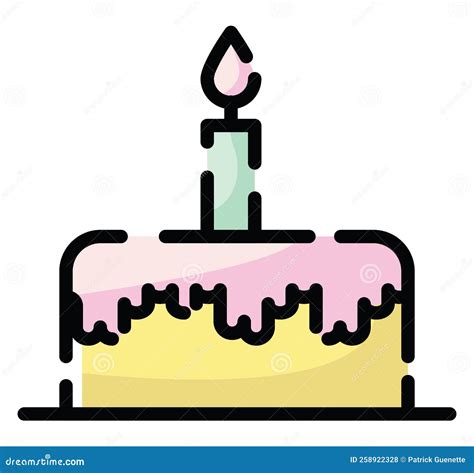 Bakery Cake With Candle Icon Stock Vector Illustration Of Celebrate