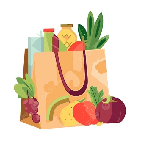 Grocery Bag Clipart Shopping Paper Bag With Fruits And Vegetables