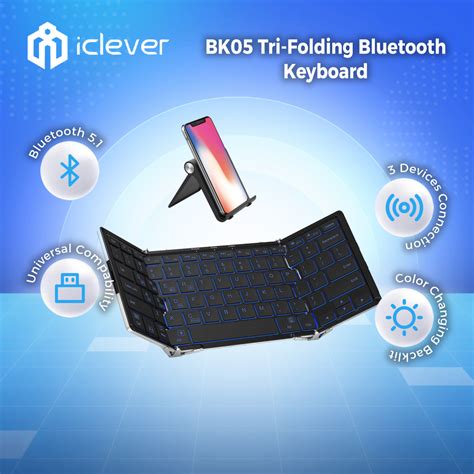 IClever BK05 Bluetooth Keyboard With 3 Color Backlight Bluetooth 5 1