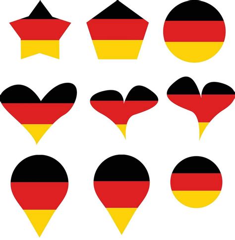 Set of german star, pentagon, heart, point location, circle flag icons ...