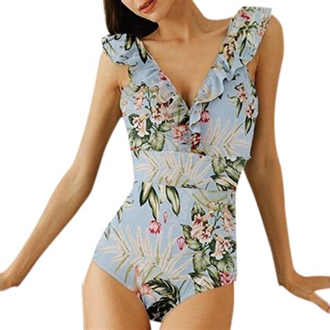 Mortilo Bikini Swimsuit Ruched Bottom Women One Piece Push Up Printed