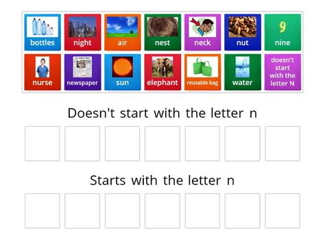 Phonics - letter N - Group sort