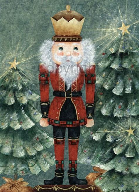 Nutcracker Art King Nutcracker The Nutcracker Art Print Nutcracker With Christmas Trees