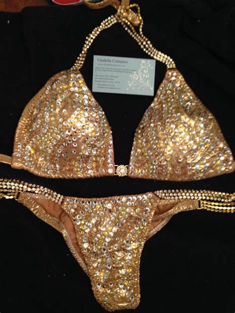 Style Gold Bikini Competition Suit Rhinestone Connectors