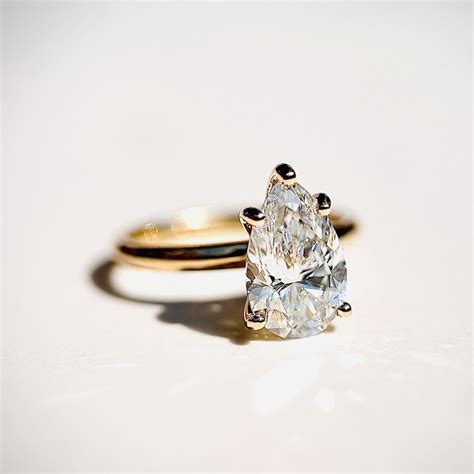 Classic Lab Grown Pear Solitaire 11mm Hand Picked 2ct D E Colour