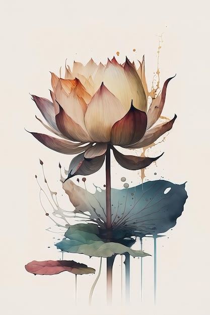 Premium Photo | Watercolor painting of a lotus flower